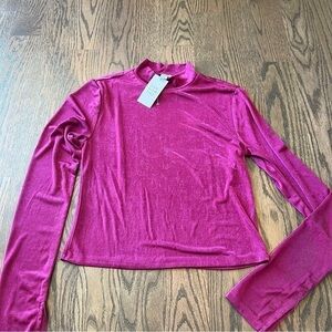 NWT and now this hot pink long sleeve crop mock turtle neck medium